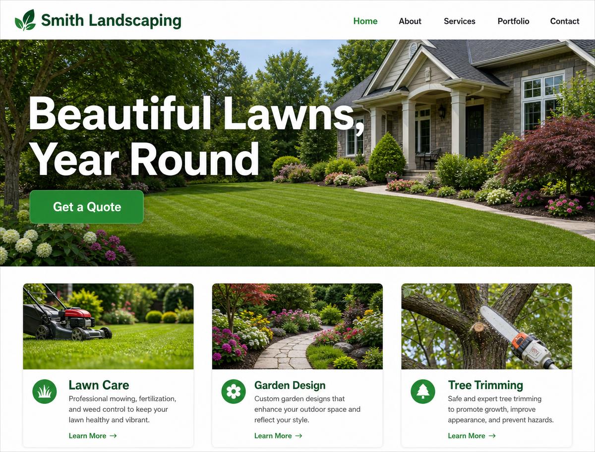 Smith Landscaping website design